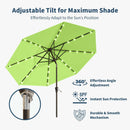 10FT Solar Umbrella 32 LED Lighted Patio Umbrella Table Market Umbrella w/Tilt and Crank, UV-Resistant Outdoor Umbrella for Pool, Garden, Deck, Apple Green by GreenHaven Gardens