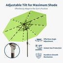 9FT Solar Umbrella 32 LED Lighted Patio Umbrella Table Market Umbrella w/Tilt and Crank, UV-Resistant Outdoor Umbrella for Pool, Garden, Deck, Apple Green by GreenHaven Gardens