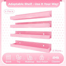 4 Pack 15 Inch Pink Acrylic Shelves, Kids Floating Bookshelf for Kids Room, Modern Nail Polish Rack Sunglasses Essential Oil Picture Ledge Display Toy Storage Wall Shelf by TinyTreasures Baby Boutique