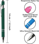 Ballpoint Pen with Stylus Tip, Soft Touch Click Metal Pen, 1.0mm Medium Point, Black Ink, 12 Count(Dark Green) by TinyTreasures Baby Boutique