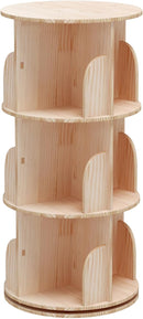 Rotating Bookshelf, 360 Display 3 Tier Floor Standing Bookcase Storage Rack for Kids&Adult, Wood Narrow Book Shelf Organizer for Bedroom, Living Room, Study Room by TinyTreasures Baby Boutique