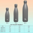 Insulated Water Bottles,17 oz Double Wall Stainless Steel Vacumm Metal Flask for Sports Travel,Gray by CozyNest Decor
