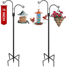 XDW-GIFTS Double Shepherds Hooks for Outdoor, 2-Pack Heavy Duty Garden Pole for Hanging Bird Feeder, Plant Baskets, Solar Light Lanterns, Garden Plant Hanger Stands with 5 Base Prongs by GreenHaven Gardens