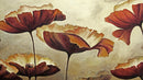 Sepia Poppies Flower Wall Mural. Vintage Botanical Wallpaper.