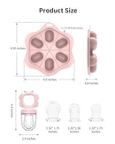 Silicone Baby Fruit Food Feeder (2 Pack) with Freezer Nibble Tray, Breastmilk Popsicle Molds for Baby Teething Relief, Feeder for Safe Infant Self Feeding, BPA Free, Dishwasher Safe, 3 Month+ Pink by TinyTreasures Baby Boutique