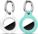 Upgrade Waterproof 2 Pack Airtags Holder with Apple Airtags Keychain, Hard PC Air Tag Case, Anti-Scratch & Shock Air tag Holder, Men's Women's Keyrings & Keychains-White+Mint Green by TinyTreasures Baby Boutique