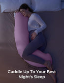 Momcozy Body Pillow for Pregnancy, J Shaped Pregnancy Pillows for Side Sleeping, Soft Maternity Pillow with Jersey Cotton Cover for Head Neck Belly Support, Pink by TinyTreasures Baby Boutique