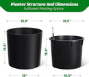 Tall Round Planter Set of 2, 20" Large Planter Pots with Built-in Drainage and a Water Level Monitor and Wheels for Patio, Porch, Living Room, or Home Office by CozyNest Decor