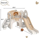 XJD 8 in 1 Toddler Slide Set, Kids Slide for Toddlers Age 1+, Toddler Climber Slide PlaySet with Basketball Hoop and Ball,Outdoor Indoor Playground for Toddlers 1-3 (Beige Coffee, 8 in 1) by TinyTreasures Baby Boutique