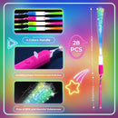 28 PCS Glow Fiber Wands Sticks, Halloween Glow Sticks, LED Light Wands, Glow in The Dark Party Supplies, Fiber Optic Wands, LED Flashing Sticks, Fiber Optic Light Wand Stick for Party by TinyTreasures Baby Boutique