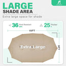 JEAREY 15FT Patio Umbrella Large Outdoor Umbrella Extra Double-Sided Market Umbrella with Crank Handle for Garden, Deck, Backyard and Pool, Beige by GreenHaven Gardens