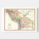 Vintage Map of Peru & Bolivia 1842