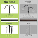 FEED GARDEN Adjustable Double Shepherds Hook for Outdoor with 5 Prong Base 63 Inch Heavy Duty Two Sided Bird Feeder Pole for Hanging Plant Baskets, Solar Light Lanterns, Wind Chimes by GreenHaven Gardens