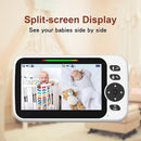 Upgrade Baby Monitor with 30-Hour Battery, 5" Large Split-Screen Video Baby Monitor with 2 Cameras and Audio, Remote Pan/Tilt/Zoom, Two-Way Talk, Room Temperature, Auto Night Vision by TinyTreasures Baby Boutique