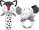 Baby Rattles 0-6 Months Newborn Toys Infant Toys 0-3 Months Rattles for Babies 0-6 Months Baby Toys 0-6 Months, Black and White High Contrast Plush Stuffed Baby Toys for 0 3 6 9 12 Months Girls Boys by TinyTreasures Baby Boutique