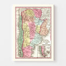 Vintage Map of Chile, Argentina And Uruguay 1842