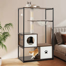 52 Inch Tall Wooden Cat Tree Metal Frame with 2 Condos and Cushions-Coffee by LJGDeals