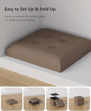 15 Inches Small Folding Storage Ottoman Cube, Storage Footrest, Foot Rest Stool, for Living Room, Bedroom, Dorm, Hallway, Entryway, Brown by CozyNest Decor