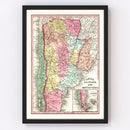 Vintage Map of Chile, Argentina And Uruguay 1842