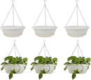 10.63in Hanging Planter Pots for Outdoor and Indoor Plants Flowers with Drainage Hole Tray Hooks Plastic Plant Baskets for Garden Home Porch (White, Pack of 6) by GreenHaven Gardens