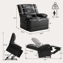 Large Dual Motor Power Lift Recliner Chair with Massage and Heat for Elderly People, Infinite Position,USB Ports and Remote Control,Breathable Leather (Black) by CozyNest Decor