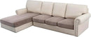 H.VERSAILTEX Velvet Stretch Sectional Couch Covers 4 Pieces Sofa Seat Cushion Covers L Shape Separate Cushion Couch Cover for Both Left/Right Couch (Large Sofa 3 Seater + 1 Chaise, Taupe Striped) by CozyNest Decor