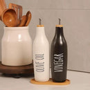 HOMCDALY Olive Oil and Vinegar Dispenser Set, 16oz Ceramic Oil Dispenser for Kitchen, Kitchen Dispenser Bottle for EVOO Vinegar Syrups, Modern Farmhouse Design| Set of 2 – P-Black&White by CozyNest Decor