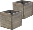 Wooden Planter Box, Rustic Barn Wood with Plastic Liner l Garden Decor l Restaurant and Wedding Decorations l Wedding Bouquets, Table Centerpiece (6x6 Set of 2, Natural) by GreenHaven Gardens