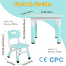 FUNLIO Kids Table and 4 Chairs Set, Height Adjustable Toddler Table and Chair Set for Ages 3-8, Easy to Wipe Arts & Crafts Table, for Classrooms/Daycares/Homes, CPC & CE Approved (5-Piece Set) - Green by CozyNest Decor