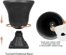 Worth Garden 2-Pack Plastic Urn Planters for Outdoor Plants, 22'' Black Tall Round Classic Resin Traditional Flower Pots - 15 in. Dia. Large Imitation Stone Decorative Pot Patio Deck Front Porch by GreenHaven Gardens