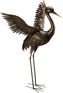 Regal Art & Gift Outdoor Garden Décor, Unique Bird Sculpture, Rustic Metal Bird Statues, Garden Ornaments, Bird Figurine for Lawn, Decorative Sculpture, Crane, Multi, Wings Up, 44" Height by CozyNest Decor