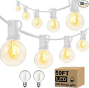 Outdoor LED String Lights 50ft - G40 Edison Bulbs with Clear Plastic Globes, Dimmable Waterproof Commercial Grade Fairy Lights for Wedding/Backyard/Cafe, Indoor Outdoor Party Decoration (Warm White) by GreenHaven Gardens