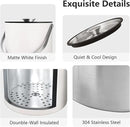Insulated Ice Bucket with Silicone Lid, Scoop, Tongs & Strainer, 3L Stainless Steel Double Wall Ice Buckets for Parties & Cocktail Bar, Champagne Ice Bucket with Lid for Freezer, Ivory by CozyNest Decor