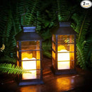 2 Pack Outdoor Garden Hanging Lanterns with Waterproof LED Flickering Flameless Candle Solar Powered Lights Yard Decor Outdoor Decorative for Pathway Courtyard Party Patio Christmas (Black) by GreenHaven Gardens
