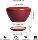 Ceramic Planter - 11 Inch Planter for Outdoor Plants Large Plant Pot Indoor with Drainage Hole and Saucer Round Modern Flower Pot Mid-Century Room Decor Red by GreenHaven Gardens