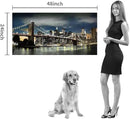 Brooklyn Bridge Canvas Wall Art: Skylines Lights & Reflections in New York Artwork for Decor by CozyNest Decor