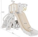 XJD 5 in 1 Toddler Slide, Kids Slide for Toddlers Age 1-3, Outdoor Indoor Playset for Toddlers with Basketball Hoop and Ball, Storage Space and Non-Slip Steps Telescope (Beige) by TinyTreasures Baby Boutique