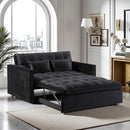 3 in 1 Convertible Sleeper Sofa Bed, Velvet Pull Out Sofas Beds with Side Pocket, 54” Adjustable Backrest Futon Sofa Bed, Love Seat Sleepers Couch for Living Room, Bedroom, Small Space, Black by CozyNest Decor