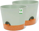 GARDIFE 12 inch Plant Pots, planters, Self Watering Pots, 2 Pack Large Plastic Flower pots with Deep Reservior and High Drainage Holes for Indoor Outdoor Plants and Flowers, Green by GreenHaven Gardens