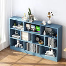 IOTXY Open Shelf Low Bookcase - Wooden 3-Tier Floor Standing Display Cabinet Organizer with Base, 10 Cubes Short Horizontal Bookshelf in Bright Blue by CozyNest Decor