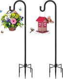 Kingsyard 2 Pack Adjustable Shepherd Hooks for Outdoor - 60 INCH Heavy Duty Bird Feeder Pole with 5 Prong Base, Hummingbird Feeder Stand, Garden Plant Baskets, Weddings Decor, Solar Light Lanterns by GreenHaven Gardens