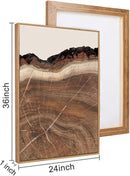 HPINUB Framed Tree Rings Wood Wall Art Set, Modern Beige Wood Stump Wall Decor, Abstract Black and Gray Tree Spiral Wall Painting, Nature-Inspired Art Print for Living Room, Bedroom, Office-24"x36"x3 by CozyNest Decor