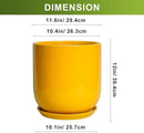 12 Inch Pots for Plants - Ceramic Planter for Outdoor Plants Large Plant Pot Indoor with Drainage Hole Modern Flower Pot for Home Patio Office Decor Yellow by GreenHaven Gardens