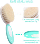 Baby Hair Brush and Comb Set, 4Pcs Baby Soft Bristles Hairbrush Cradle Cap Brush Hair Comb for Newborns Toddlers Boys Girls (Green) by TinyTreasures Baby Boutique