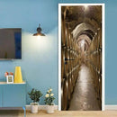 3D Door Stickers Murals - Peel and Stick Wine Cellar Theme - Removable PVC Waterproof Door Poster for Bedroom & Living Room - 34.6" x 78.7" by GreenHaven Gardens