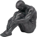 Guichifun Sitting Man Sculptures Home Decor - Resin Bronze Male Holding Arms Legs Lonely Statues Decorative Objects Outdoor Gift for Men 7.5 x 3.7 x 5.8 Inch by CozyNest Decor
