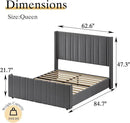 HOMBCK Queen Bed Frame Upholstered Bed with Velvet Headboard & Footboard, Vertical Channel Tufted Design/Wooden Slats/Noise Free/No Box Spring Needed/Easy Assembly, Grey by CozyNest Decor
