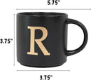 COLLECTIVE HOME - Monogram Ceramic Mugs, 15 oz Golden Initial Black Coffee Cups, Elegant Alphabet Tea Mugs, Elegant Personalized Mug with Gift Box, Unique Mug with Double Side Capital Lette (R) by CozyNest Decor