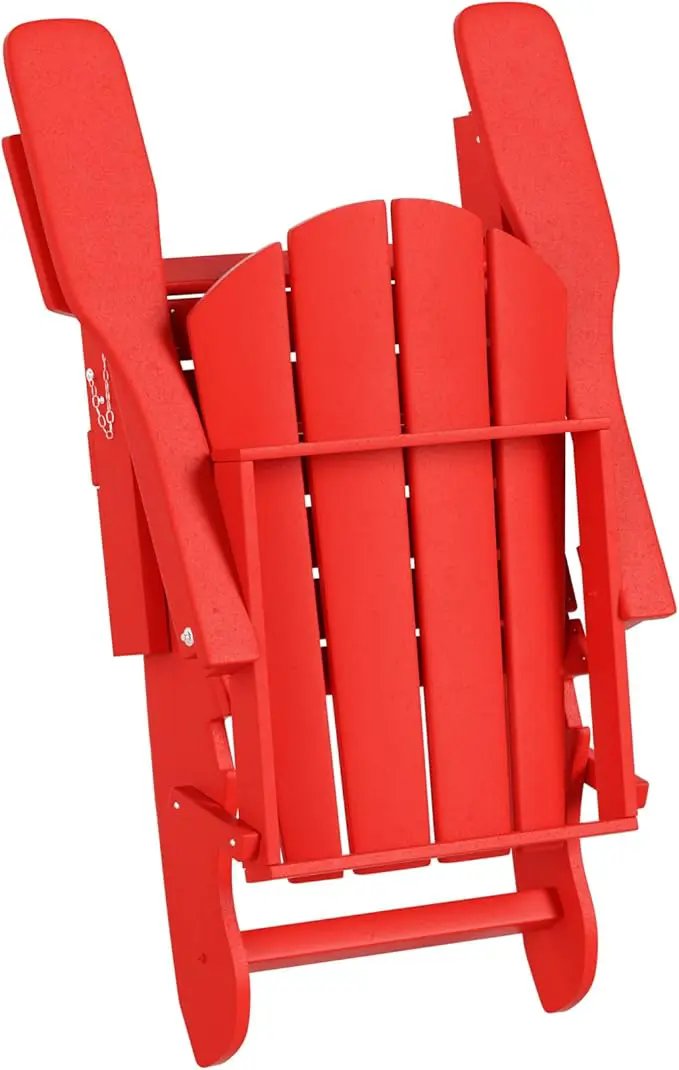 WO Home Furniture Adirondack Chair Table Set of 2 PCS Outdoor Folding Chair w Side Table Weather/UV Resistant for Lawn, Garden, Bon Fire, Balcony (Red), photo 6 of 10