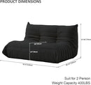 Luxury Sofa Couch Chair, Lazy Floor Seating, Fireside Bean Bag Chair, Ergonomic Tatami Sofa Lounger for Living Room, Bedroom, Office, Loveseat, Black by CozyNest Decor